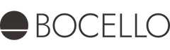 Bocello name and logo, a circle with a horizontal line through the lower half.