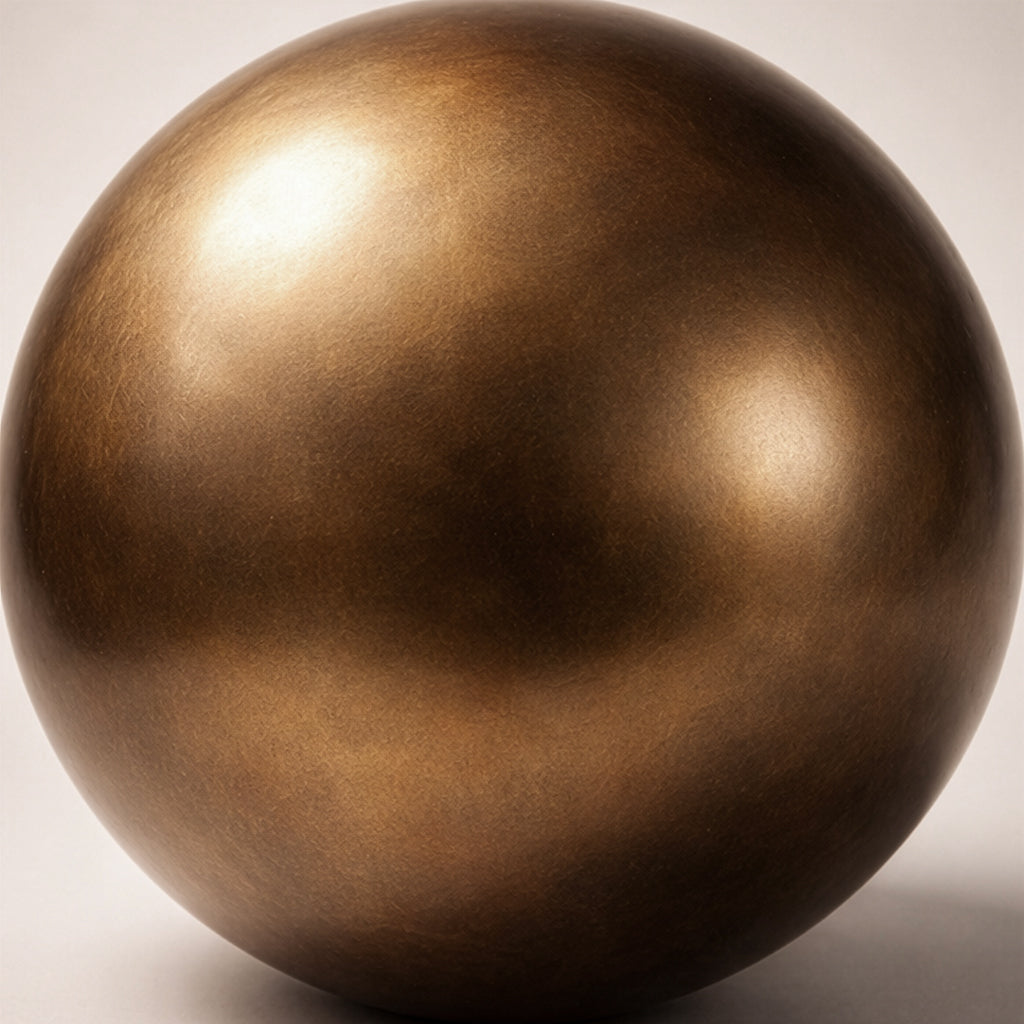 Matte bronze sphere with a softly reflective surface.